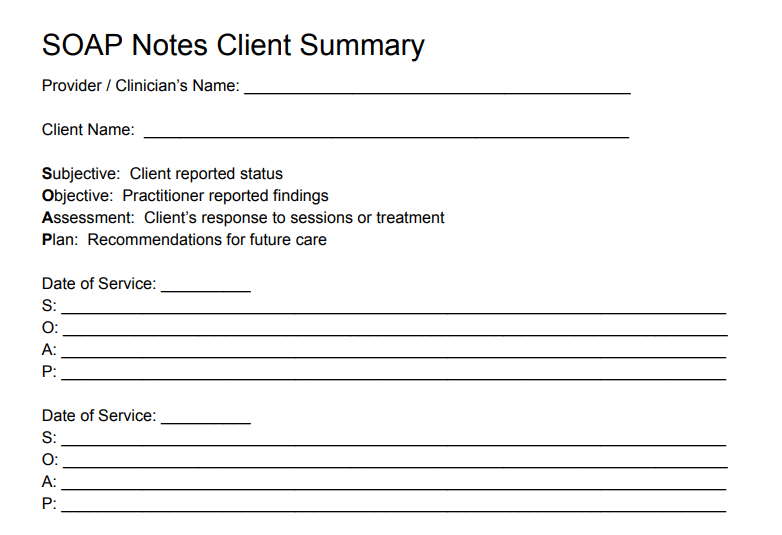 Soap Notes Counseling Template