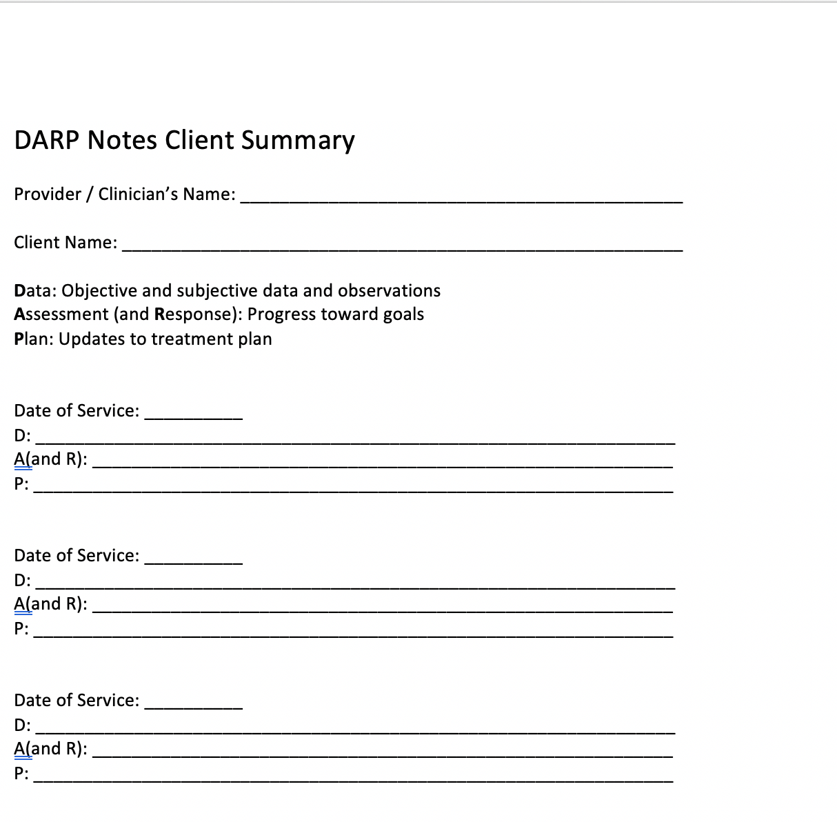 DAP Notes Template and How To [PDF] Regarding Dap Note Template